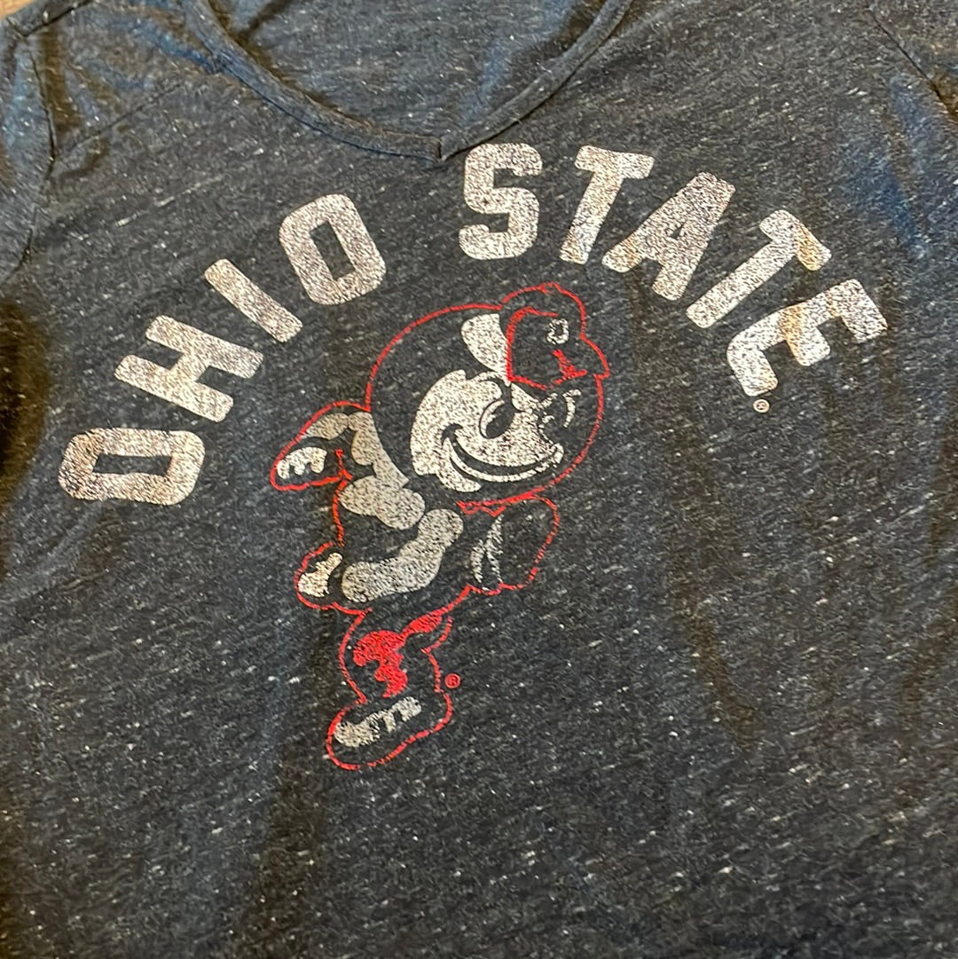 OHIO STATE  w/Brutus Dark Grey Short Sleeve Shirt womens size small