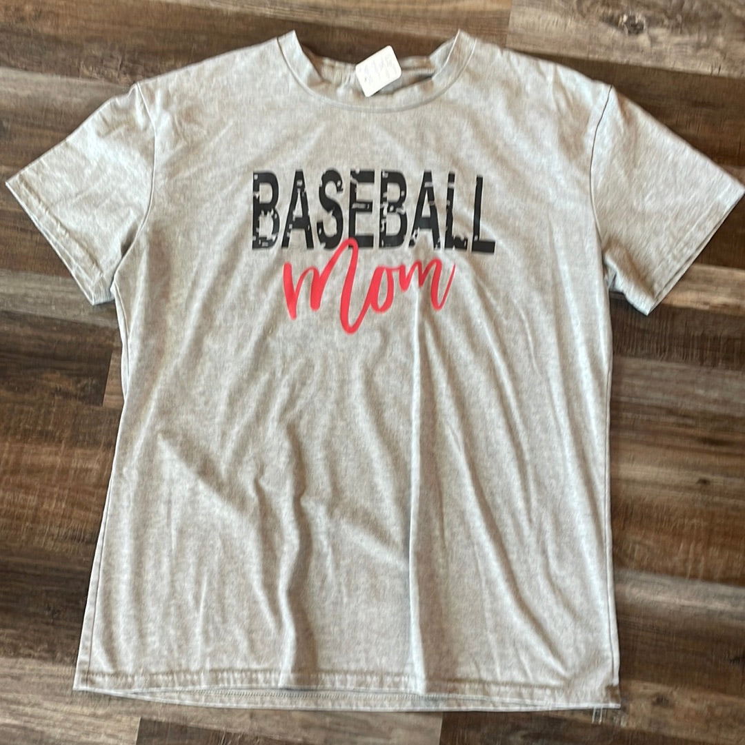 Baseball Mom Grey Short Sleeve Shirt Women’s size Large