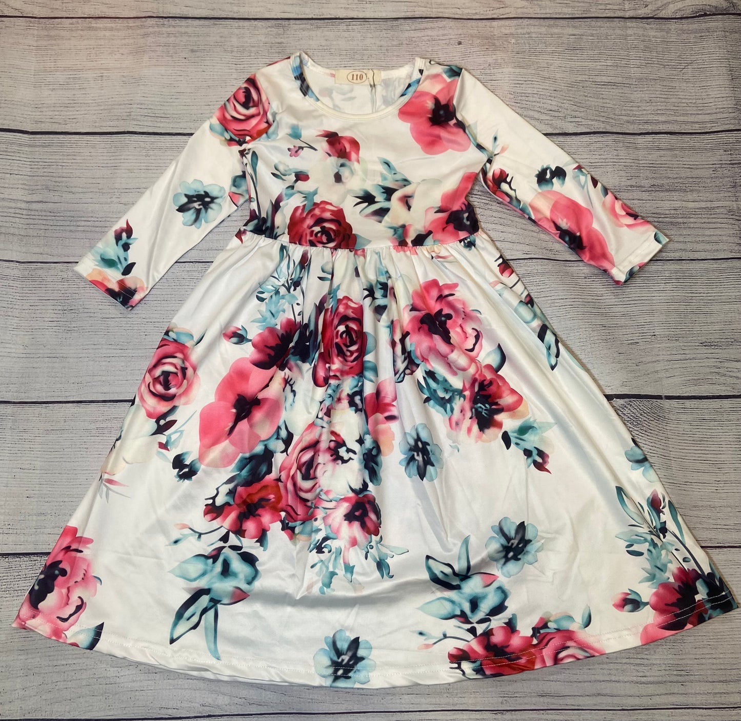 Girls Spring Dress White w/Pink Floral Size 6