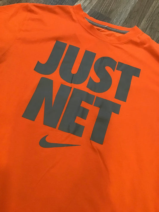 NIKE Basketball “Just Net” Solid Orange short sleeve shirt Mens size medium