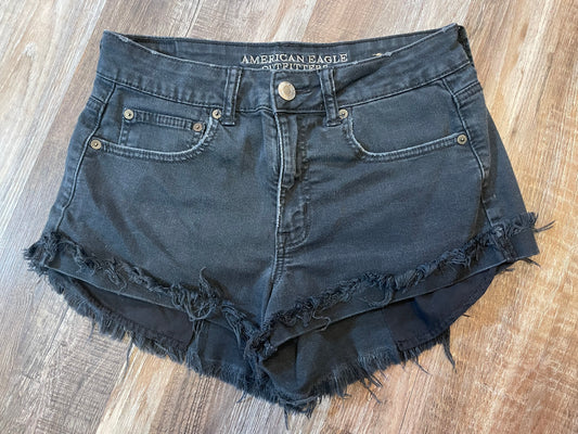 American Eagle Black Jean Shorts High Rise Festival womens size 8