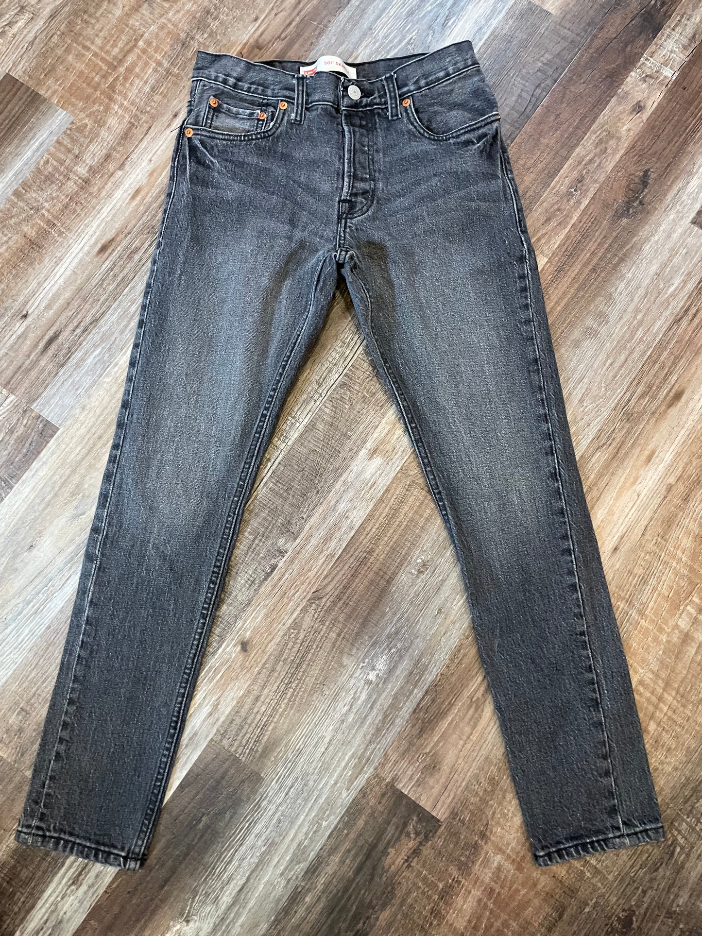 Levi 501 Skinny Faded Black Boys Youth Jeans size 14 Reg