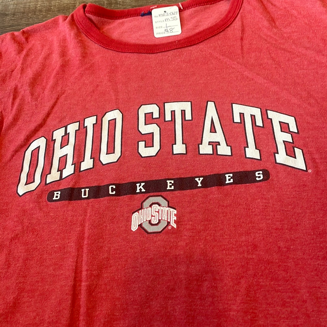 NCAA Ohio State Vintage Red Short Sleeve Shirt Adult size Large