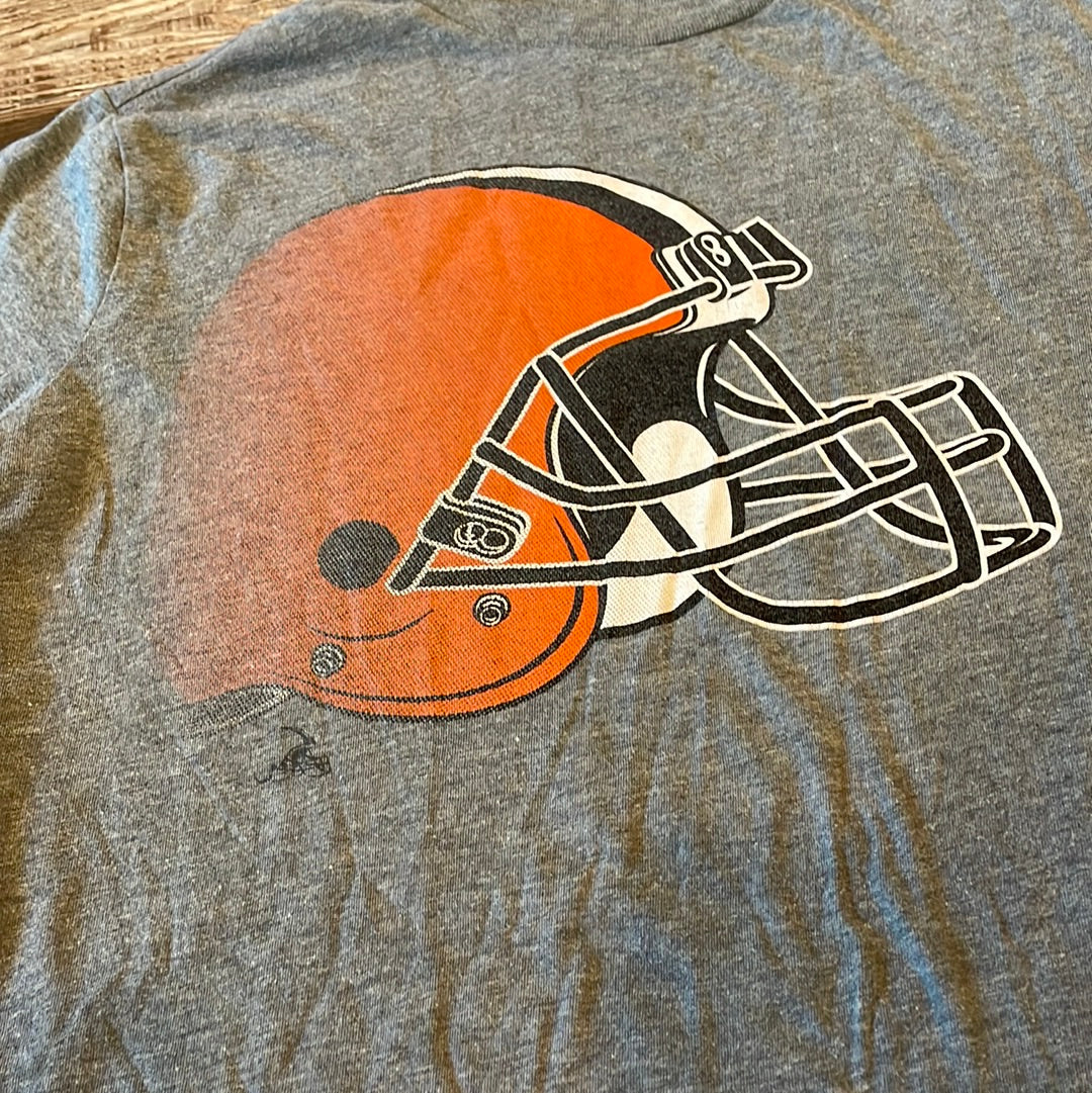 Football Orange Helmet on Grey short sleeve Shirt youth XLarge