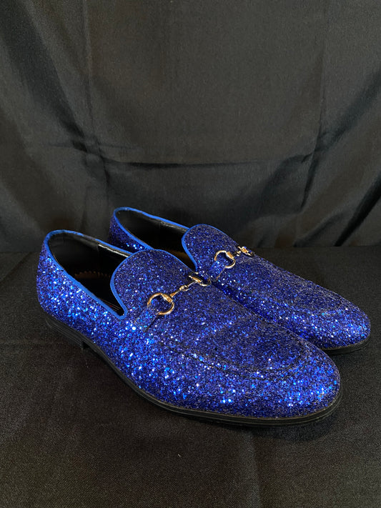 Bravo Mens Blue Glitter Prom 1 Dress Shoes Mens size 9.5M