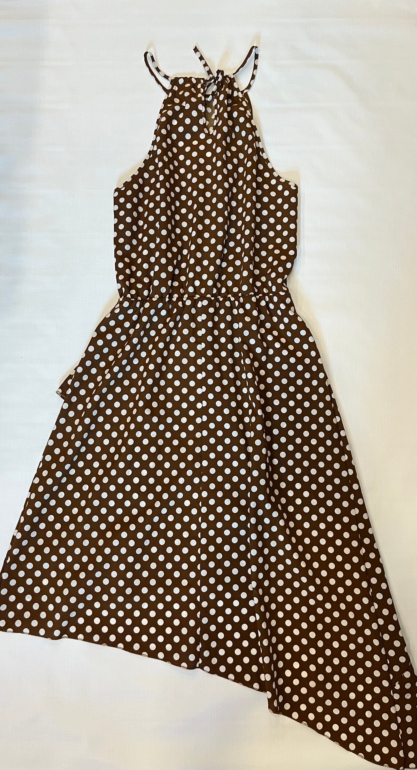 ECOWISH Brown Polka Dot Halter Top Dress Women size Large NWT