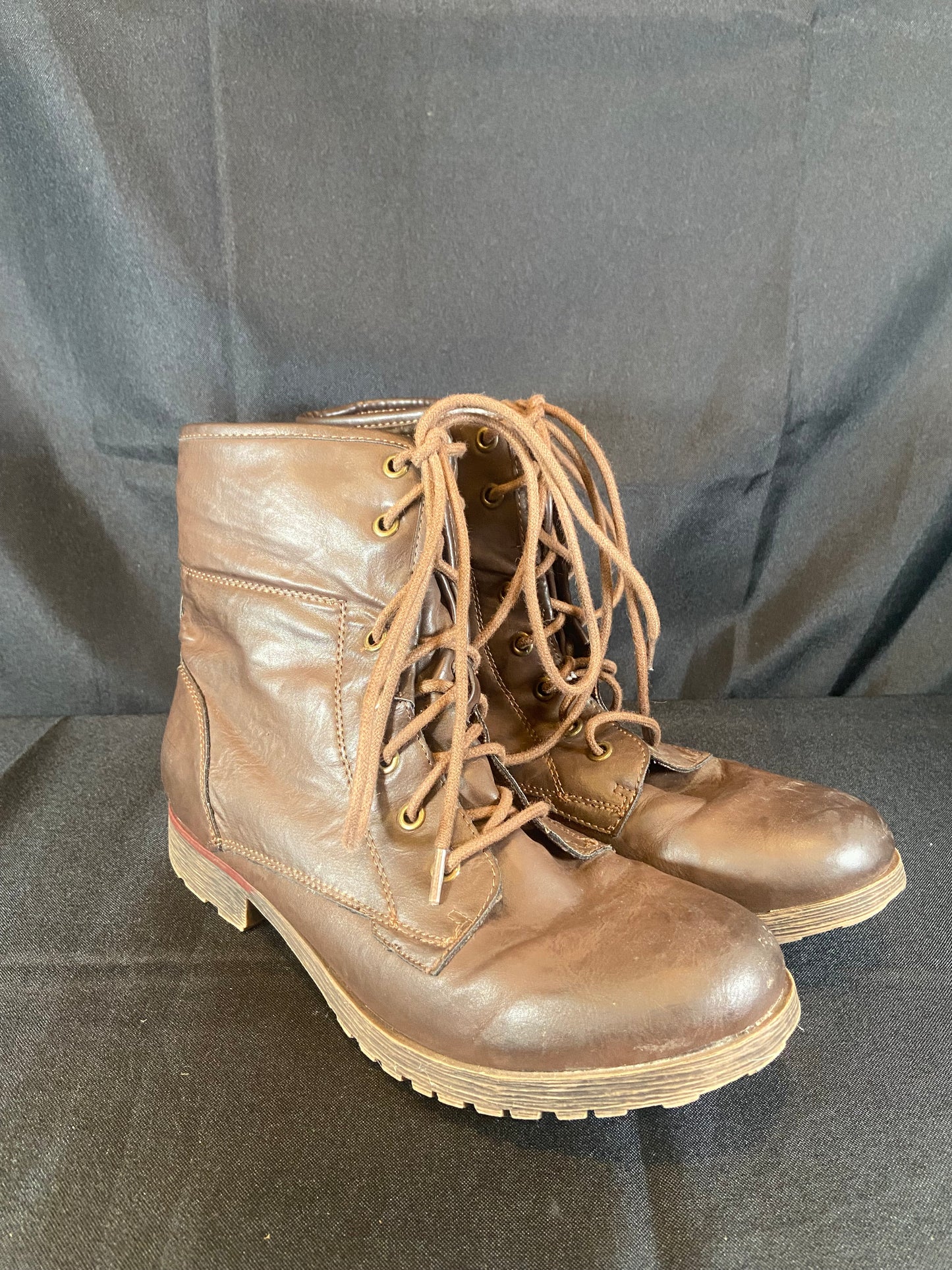 Rock & Candy Brown Spraypaint Fold Down Combat Boot Women size 9.5