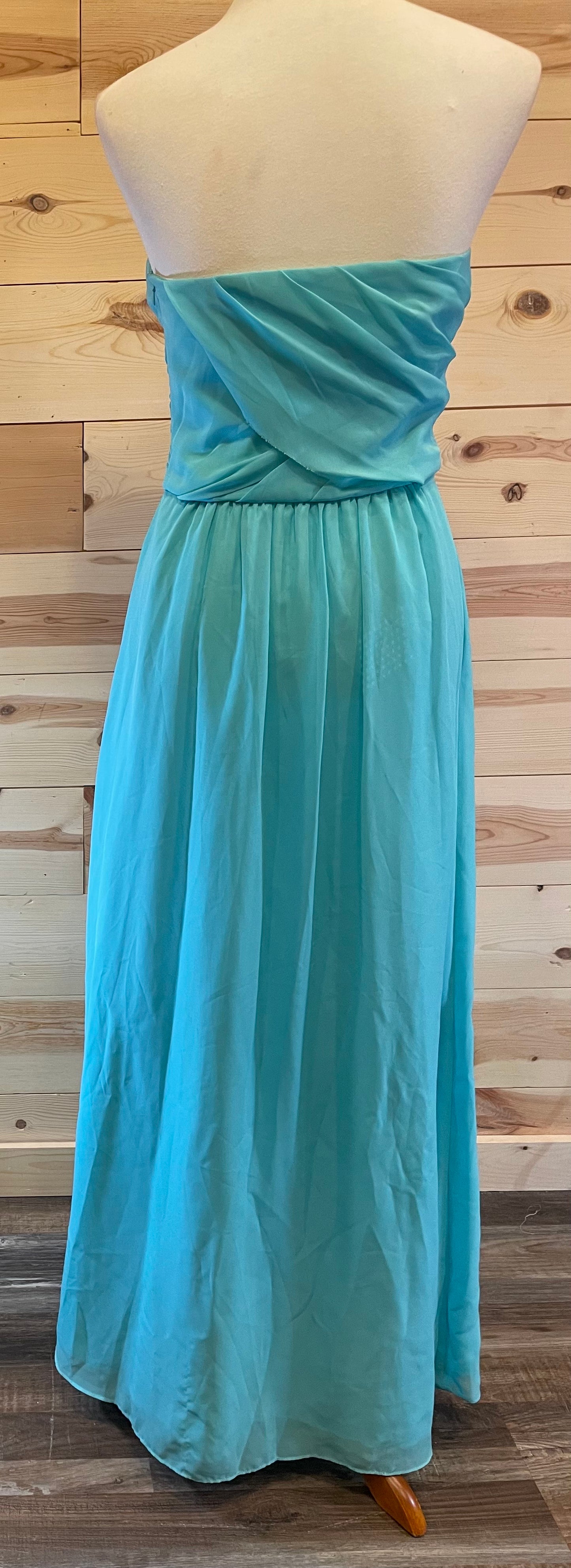 Dove & Dahlia Blue Long Pleated Strapless Dress Size 4