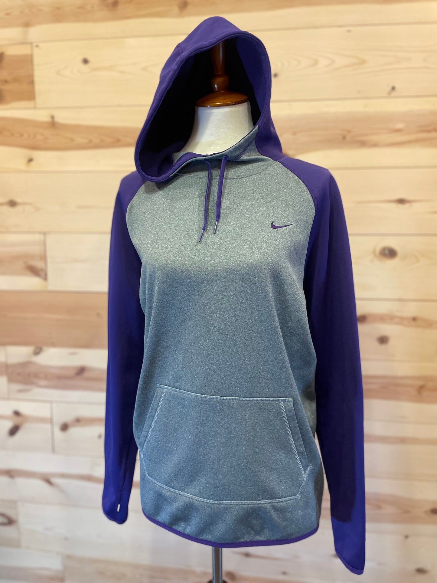 Nike Therma-Fit Grey/Purple Womens Hooded Sweatshirt Size XLarge