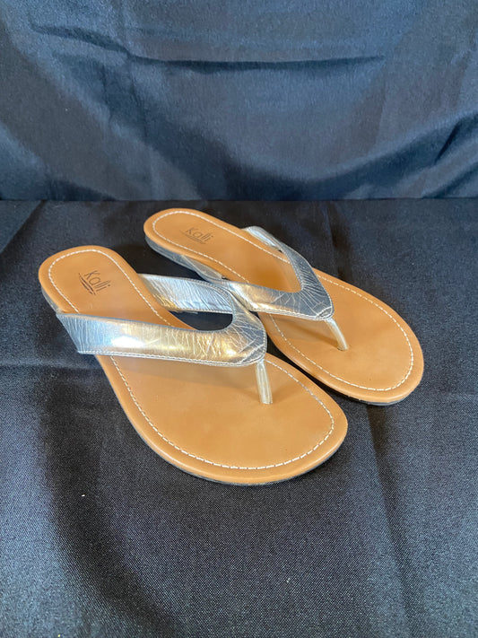 Kalli Silver & Tan Strappy Sandals Women size 8