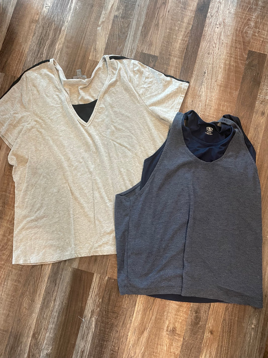 Lot of 2- Essentials Short Sleeve Shirt & Athletic Tank Top Women Size 2X