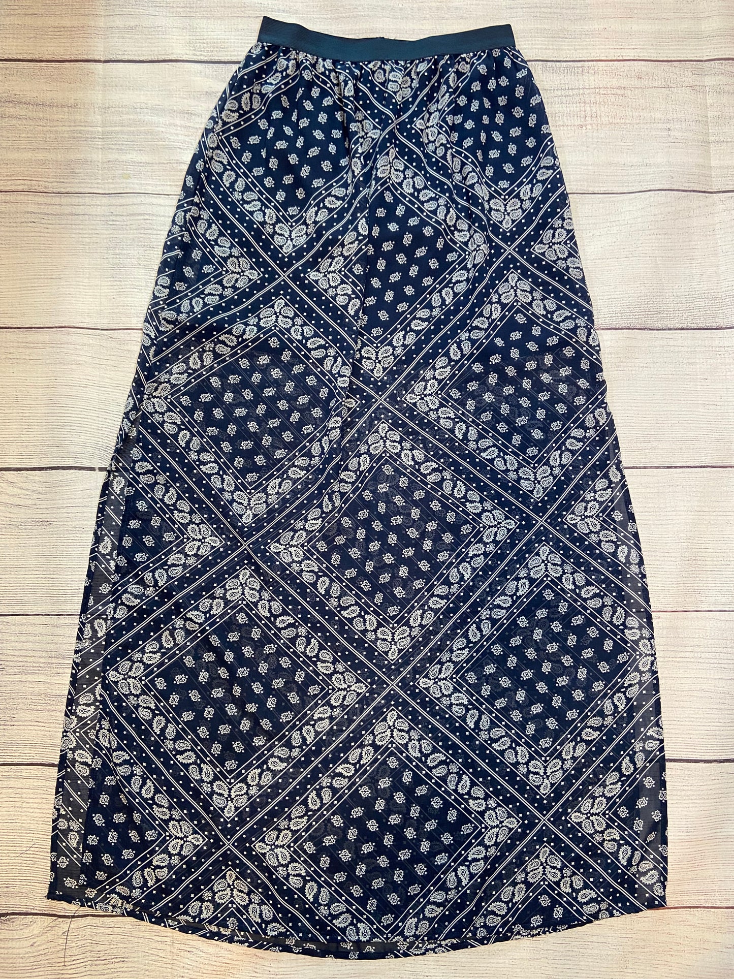 Women's Dark Blue Long Skirt with pattern Size 4