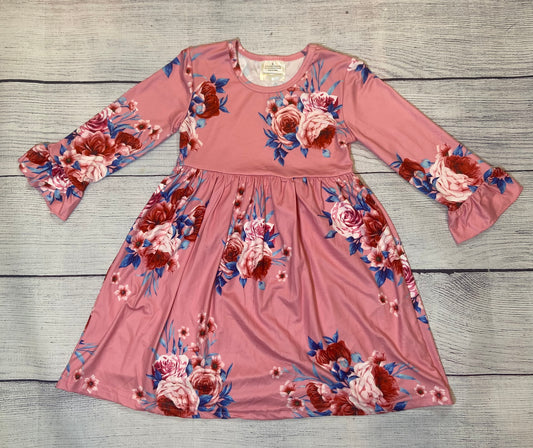 Girls Spring Dress Pink Floral Size 5