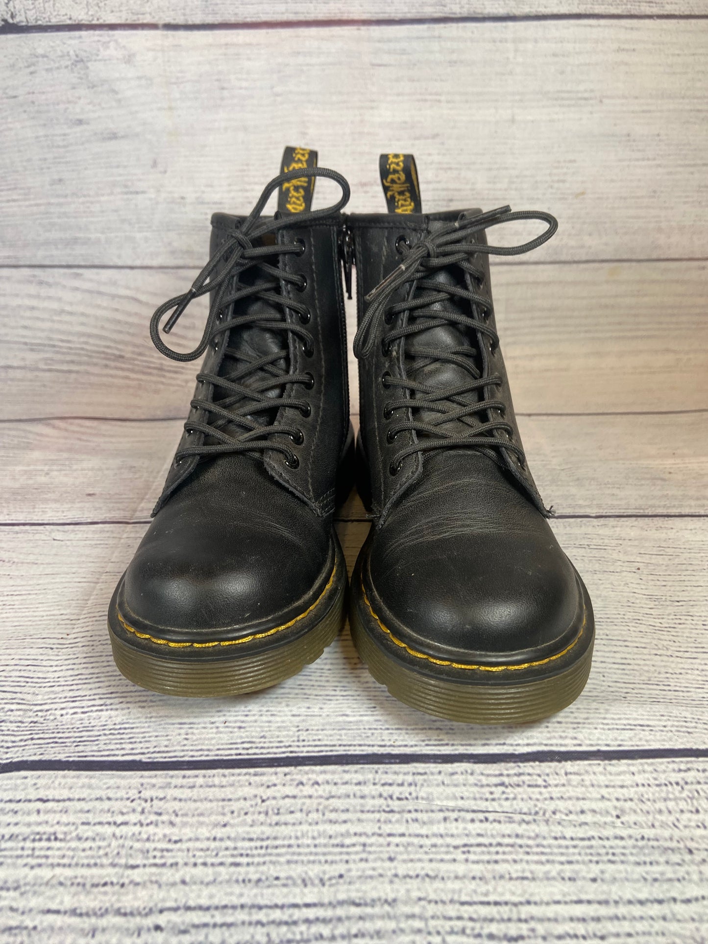 Dr AirWair Martens Lace Up Military Style Black Boots Kids size 13 NWOB