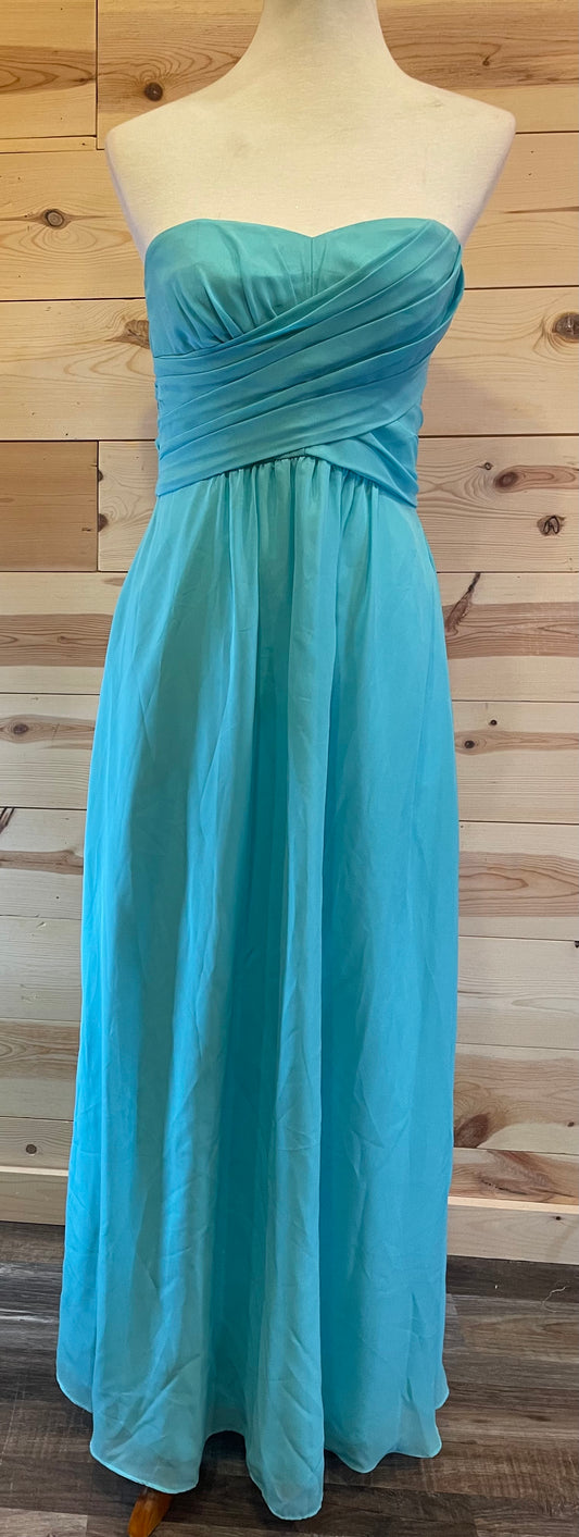 Dove & Dahlia Blue Long Pleated Strapless Dress Size 4