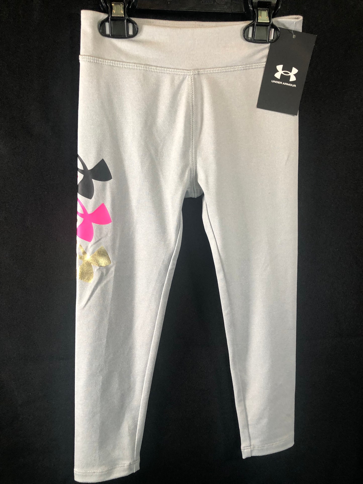 Under Armour Girls Grey Leggings Large logo Size 3t NWT