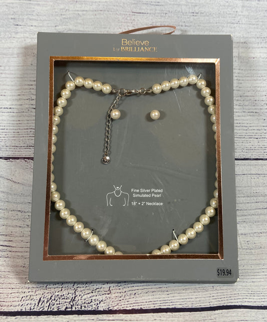 Believe by Brilliance Fine Silver-Plated Simulated Pearl Necklace & Earring Set