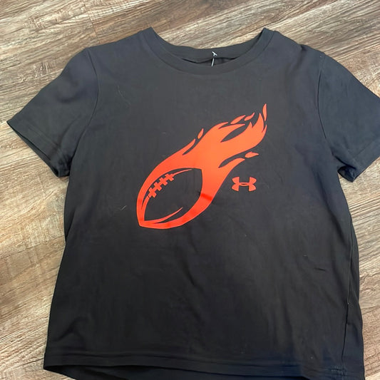 Under ARMOUR Black w/Orange Football short sleeve shirt boys size XSmall