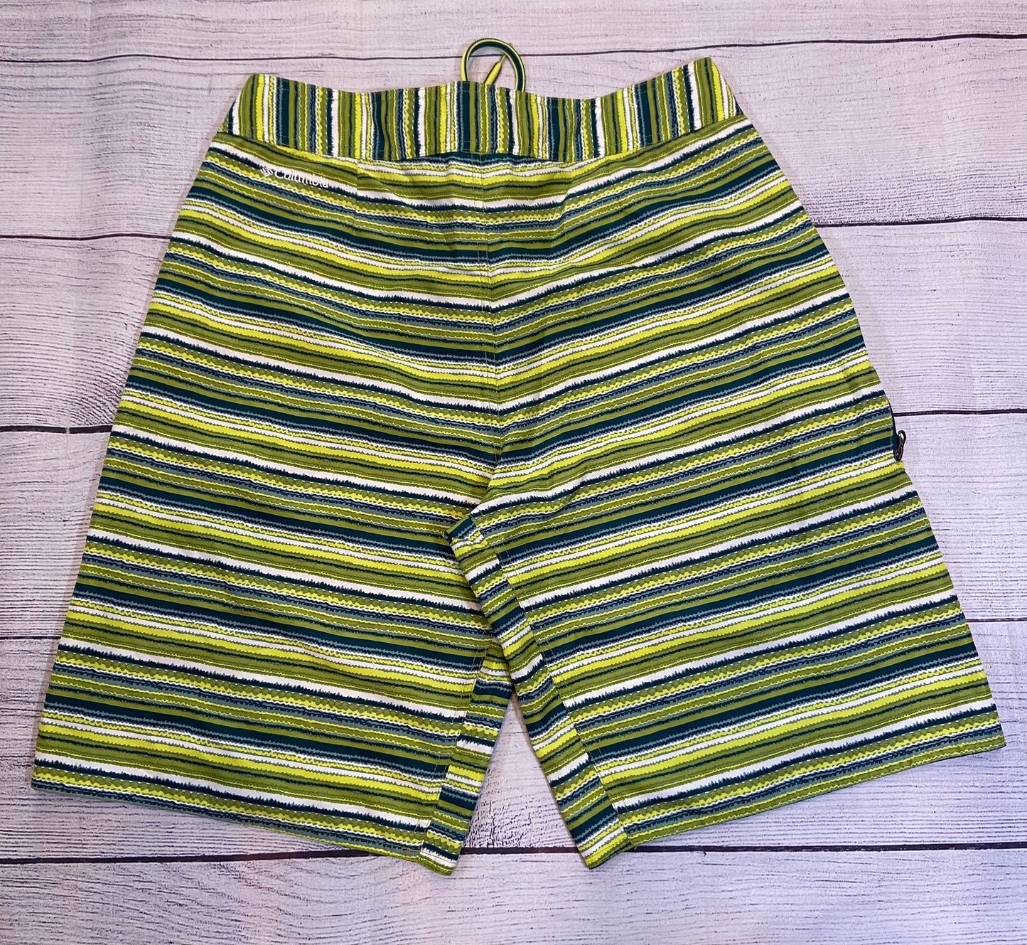 Columbia Men Neon Green/Blue/White Swim Trunks Size 34