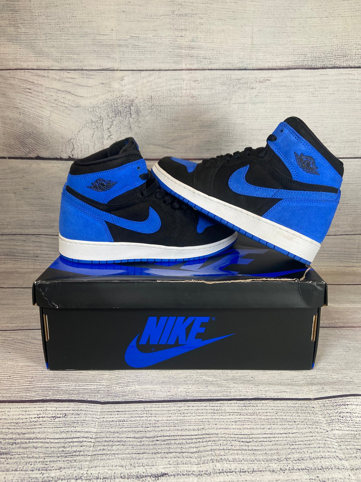 Air Jordan 1 Black & Royal Blue White Suede High Top NIB Youth size 6Y