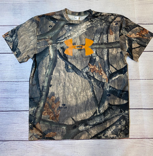 Under Armour Mossy Oak Camo HeatGear Short Sleeve Mens Medium