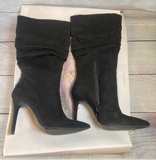 Jessica Simpson Tall Black Suede Heel Boots Womens size 7.5