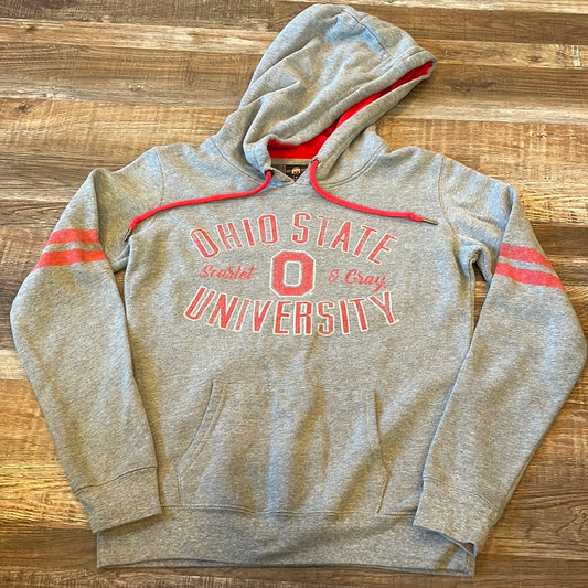 NCAA Ohio State Buckeyes Scarlet & Grey womens hooded Grey sweatshirt size small