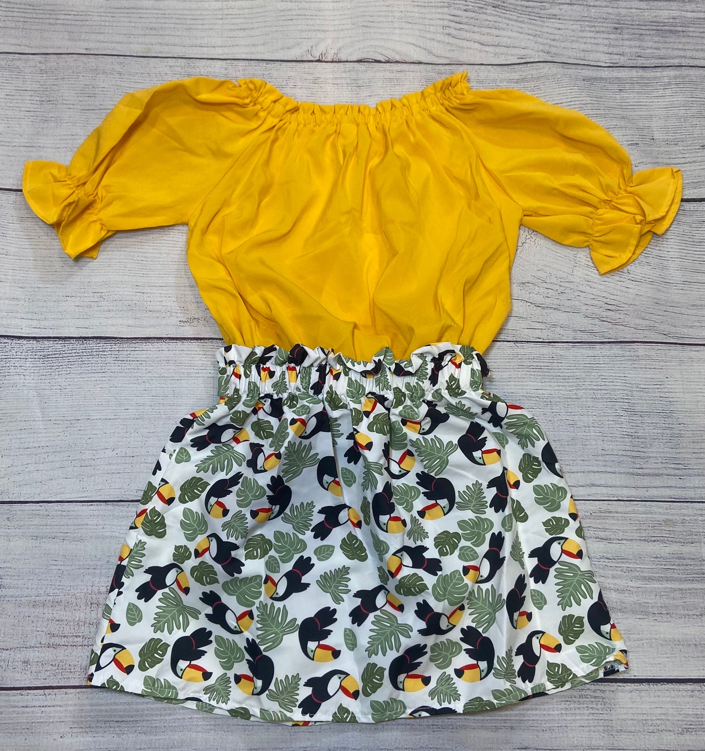 Girls Summer Set- Yellow Crop Top w/Tuncan Skirt NWT