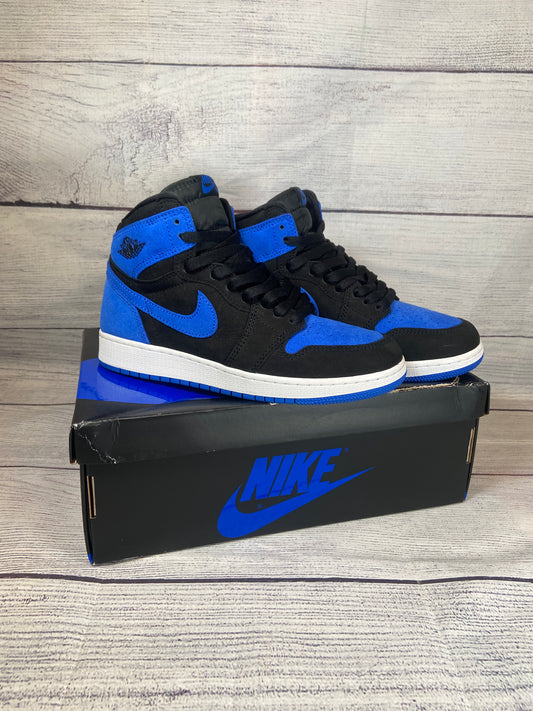 Air Jordan 1 Black & Royal Blue White Suede High Top NIB Youth size 6Y