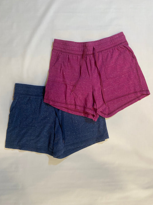 Lot of 2- Athletic Womens Cotton Shorts Blue and Pink Sizes Small