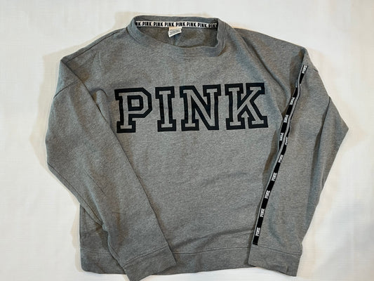 Victorias Secret PINK Grey Crewneck Sweatshirt w/ Logo Women size Medium