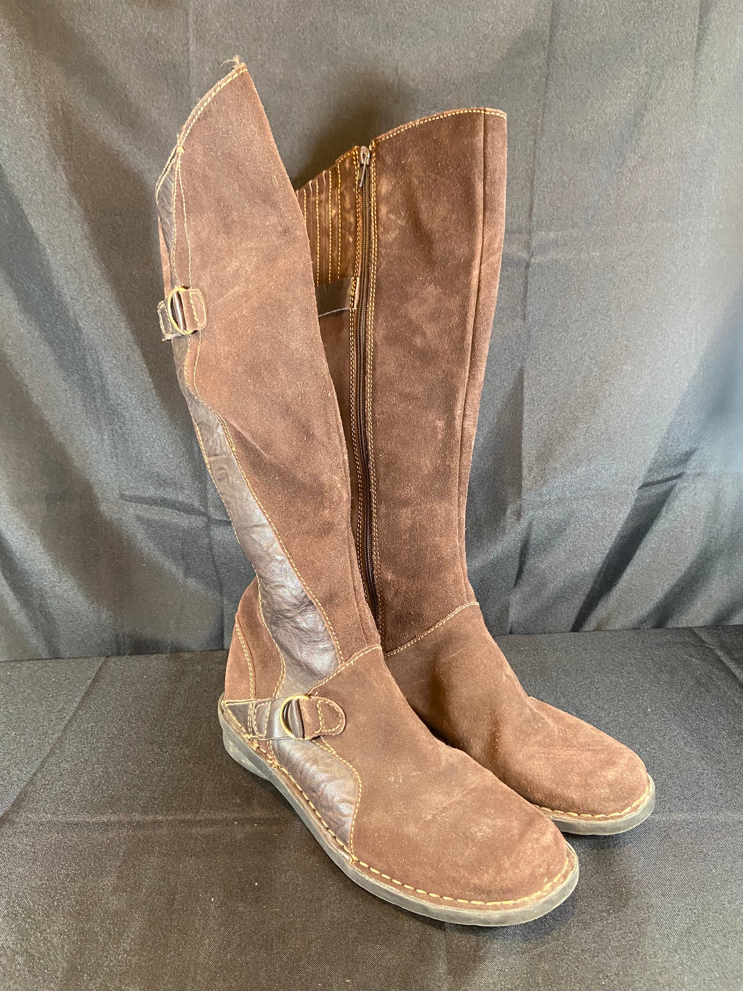 Clark's Brown Suede & Leather Tall Boot Women size 9