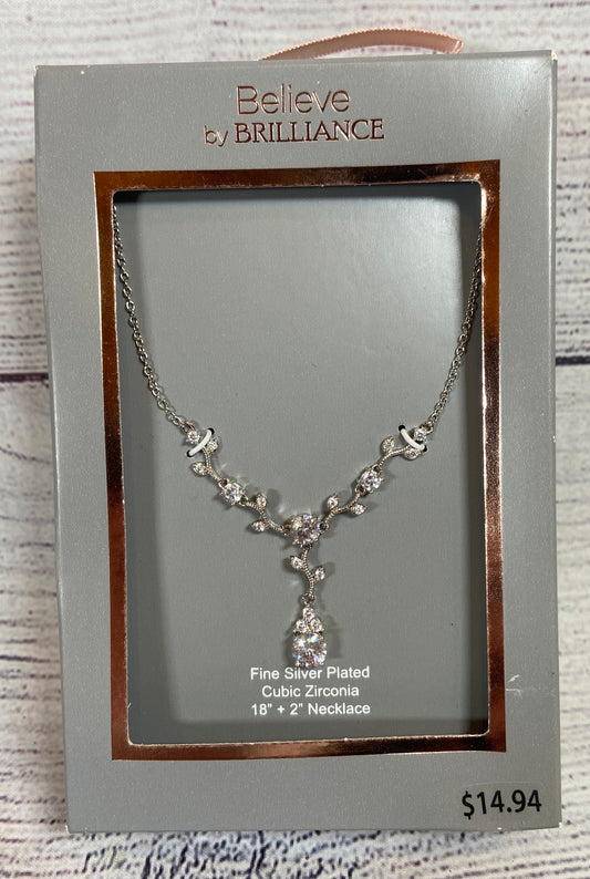 Believe by Brilliance Fine Silver-Plated Cubic Zirconia Rhinestone Ivy Necklace