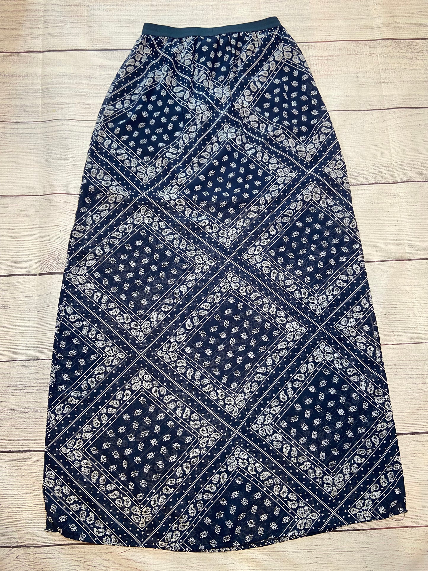 Women's Dark Blue Long Skirt with pattern Size 4