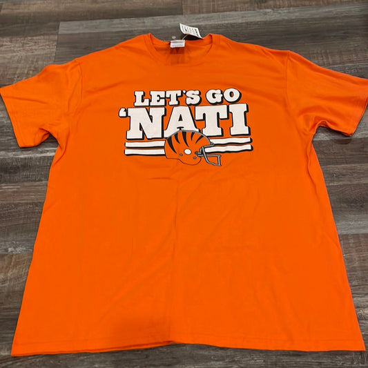 Cinci Football Let’s Go NATI orange short sleeve shirt adult size XLarge