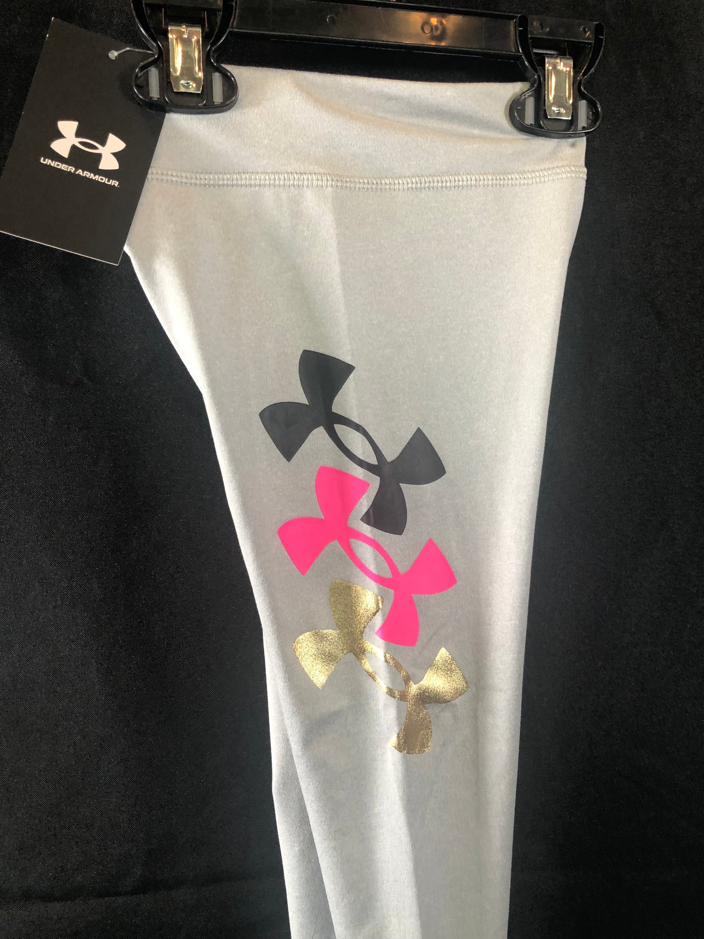 Under Armour Girls Grey Leggings Large logo Size 3t NWT