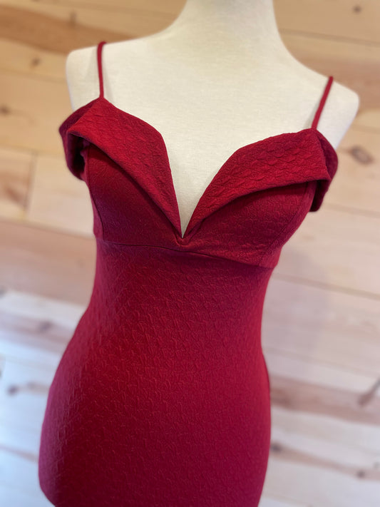 Charlotte Russe Strappy Red Stretch Short Dress Womens size Small Cocktail