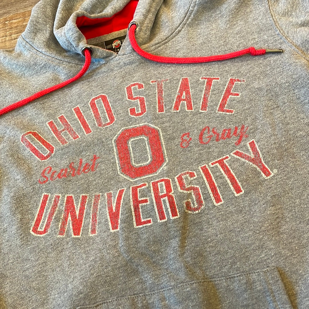 NCAA Ohio State Buckeyes Scarlet & Grey womens hooded Grey sweatshirt size small