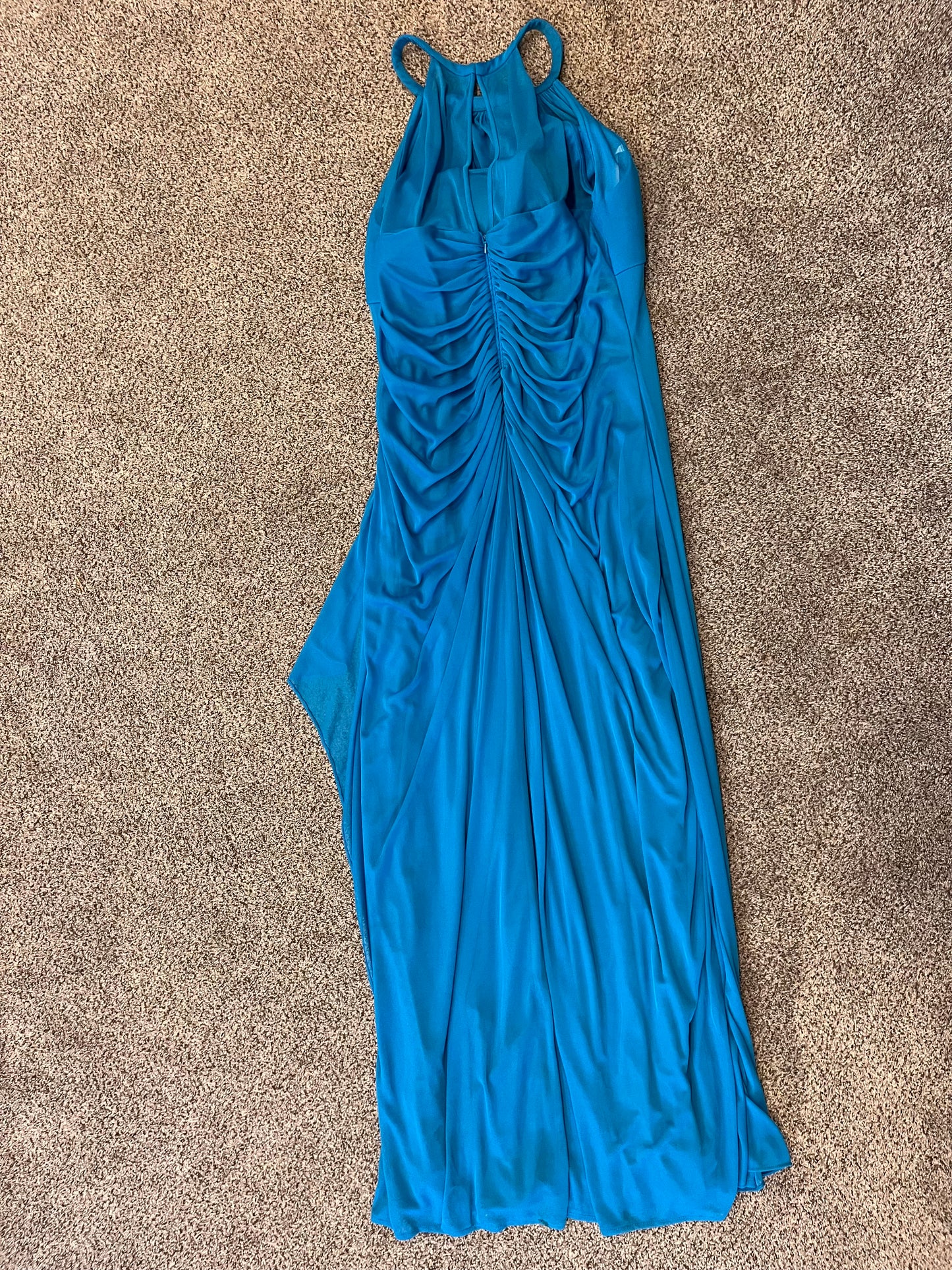 Davids Bridal Blue Fit & Flare Halter Top Long Dress Women size 22