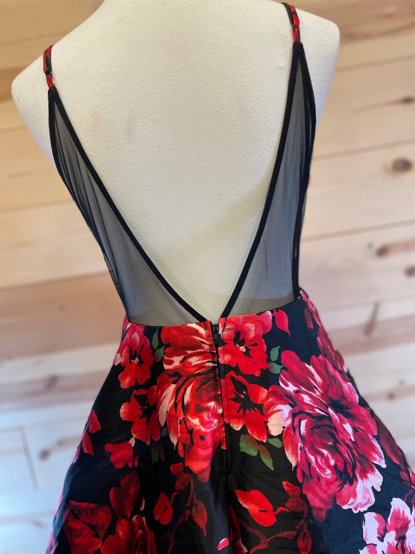 B Smart Gorgeous Floral Print Satin Skater Short Dress Womens size 13