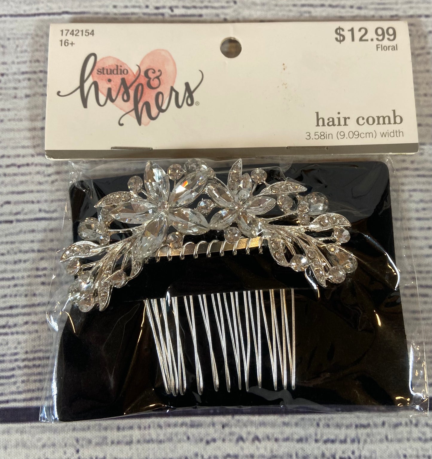 Studio his & hers- Hair Comb Silver Embellished Jeweled