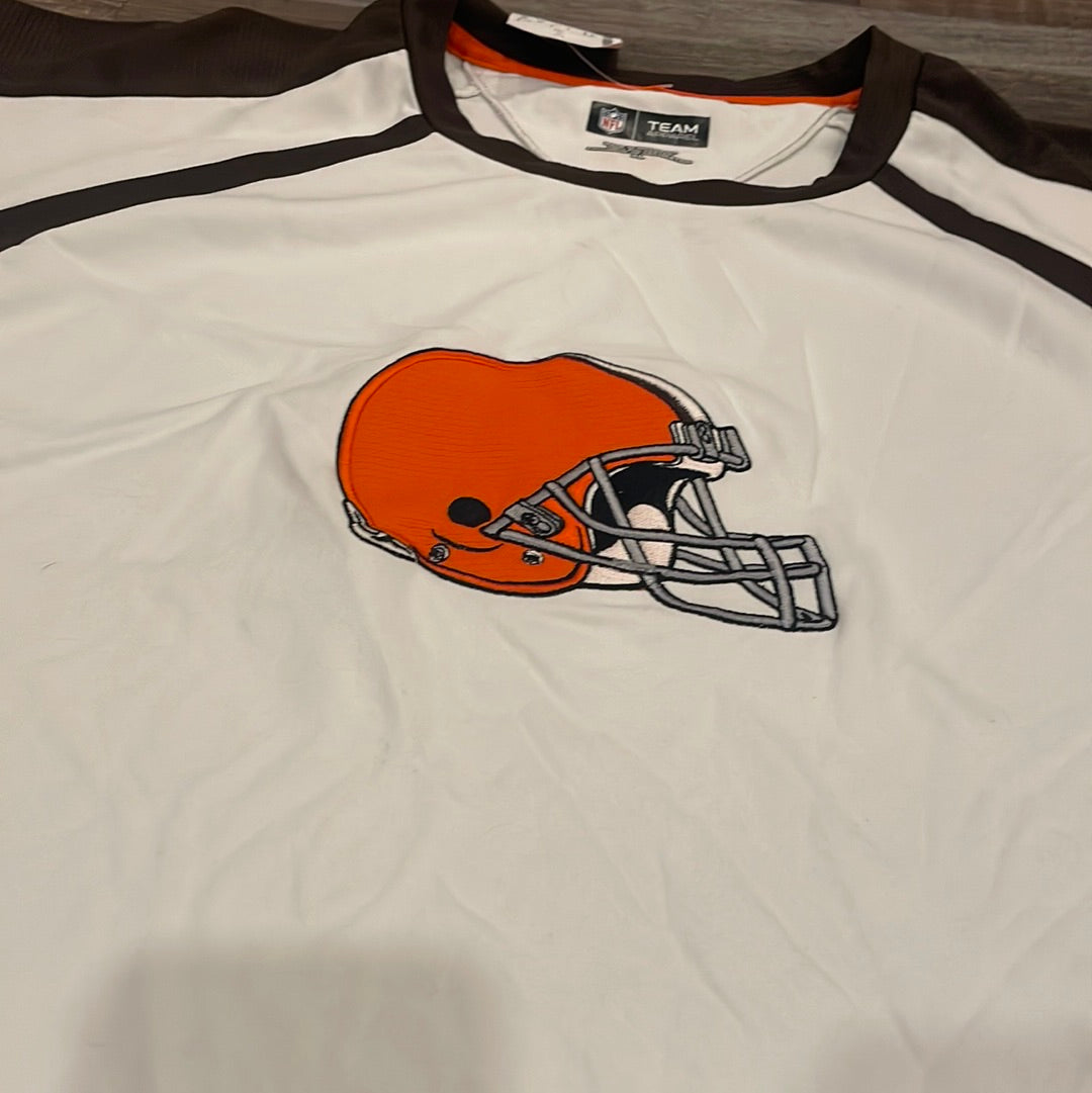 NFL Cleveland Browns White Short Sleeve Shirt Embroidered Adult size XLarge