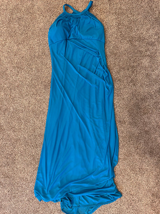 Davids Bridal Blue Fit & Flare Halter Top Long Dress Women size 22