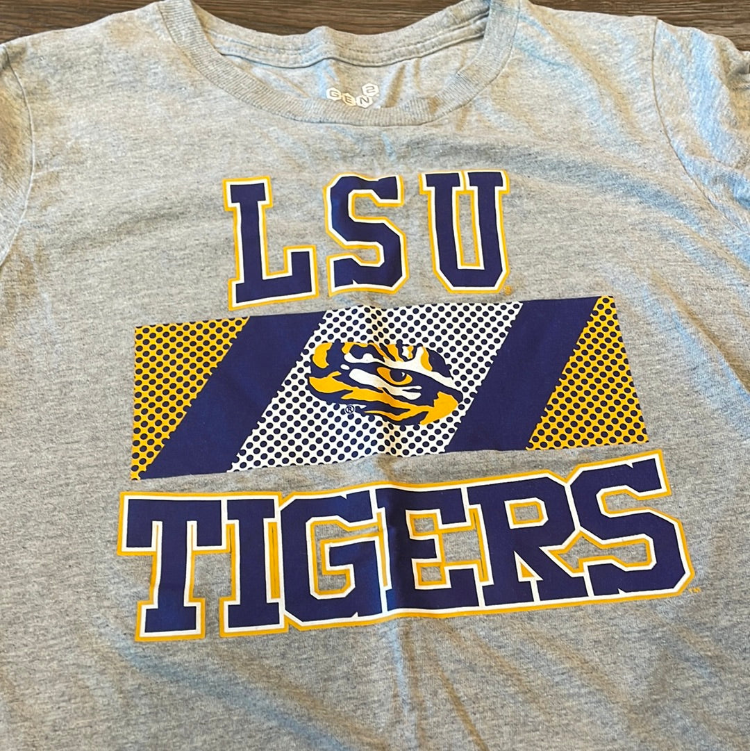 NCAA Louisiana Tigers LSU Grey Short Sleeve Shirt Youth size Medium 10/12