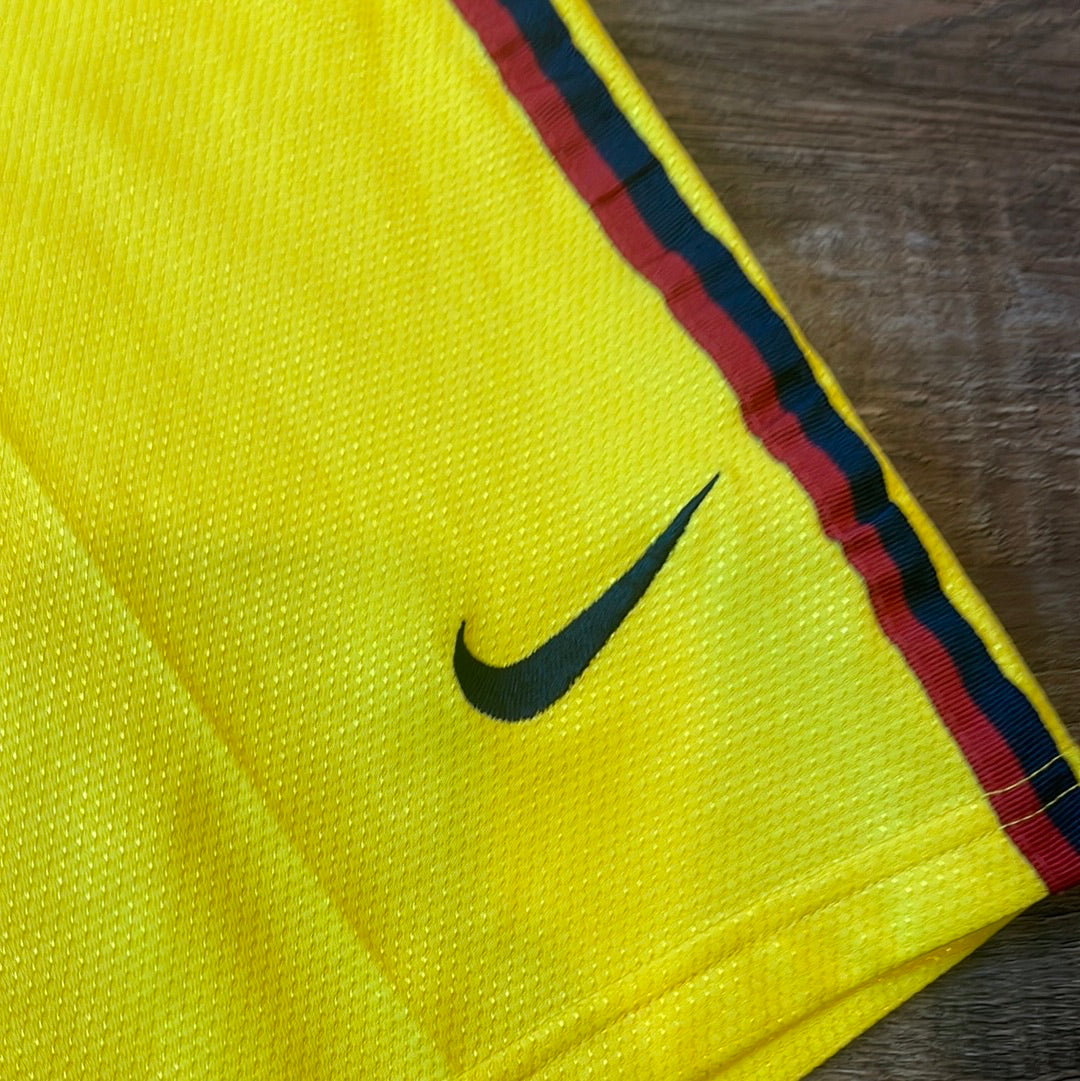 MLS Nike Yellow Shorts w/ Red & Blue strip #10 Youth size Small