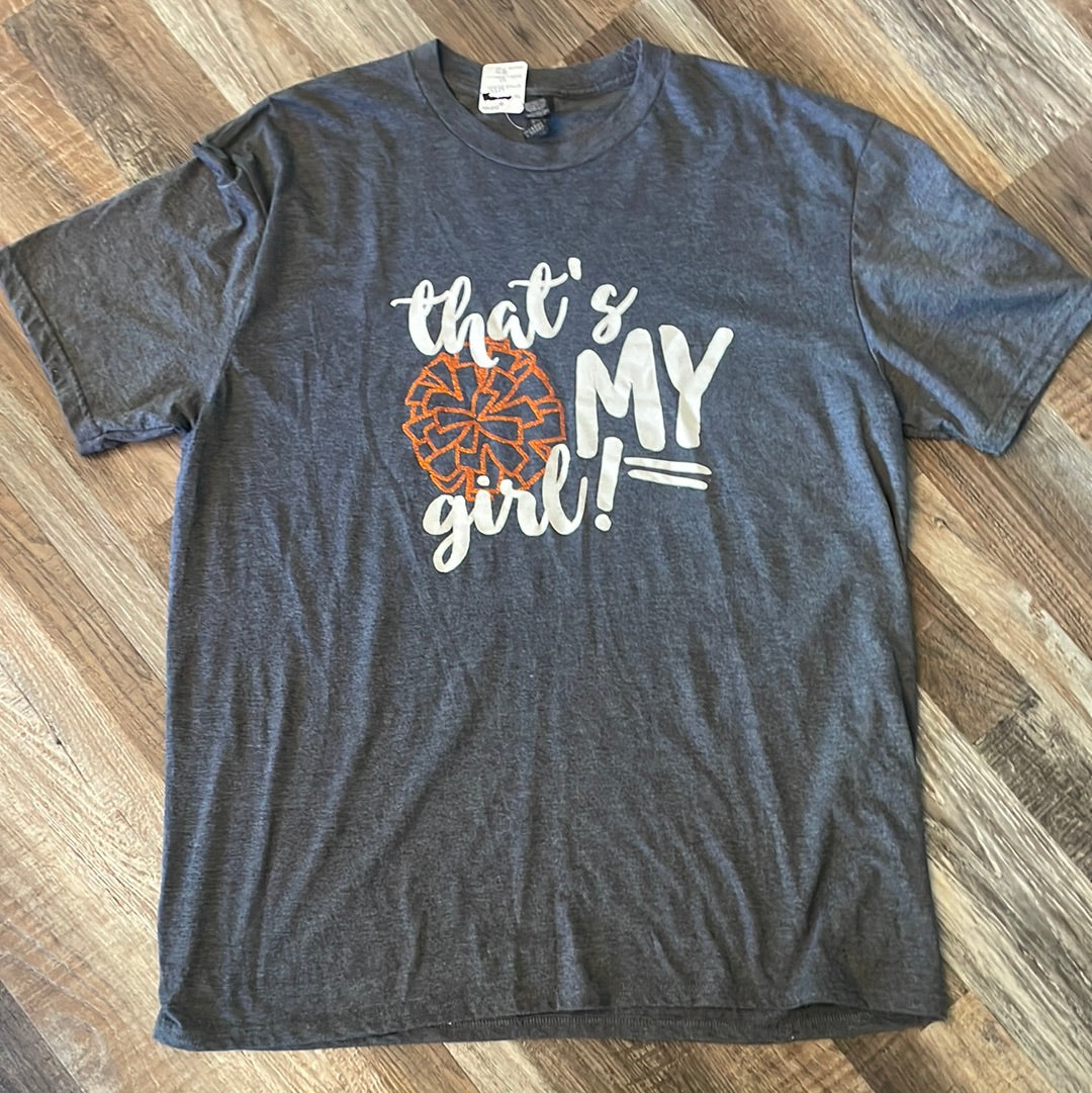 "That’s my Girl" Orange/White Glitter Cheer Shirt Adult size XLarge