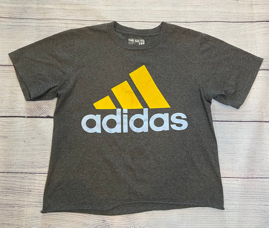 Adidas Women Crop Top Gray Short Sleeved Shirt Size Small