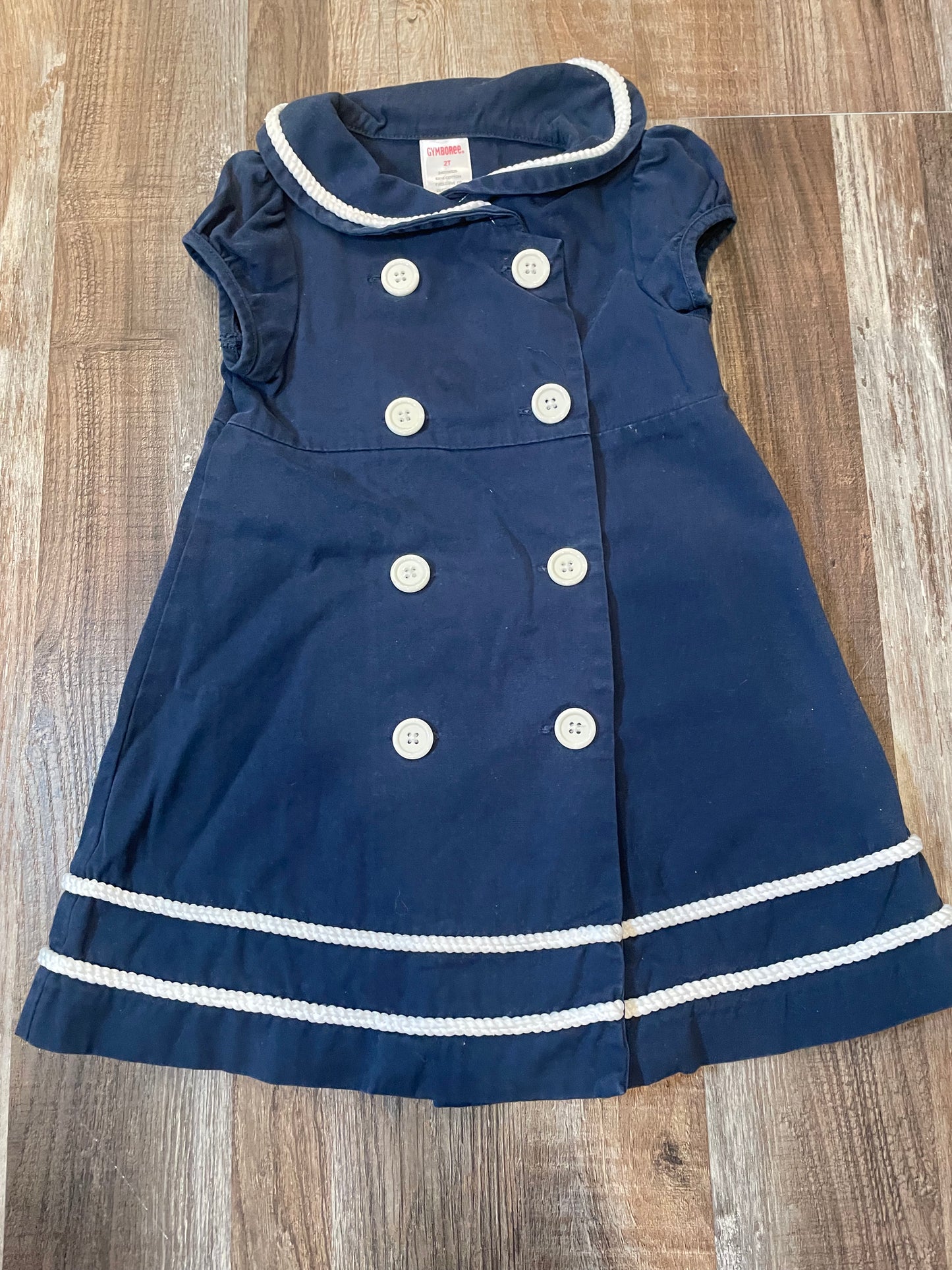 GYMBOREE Short Sleeve Navy Blue w/White Jacket Dress Girls size 2t