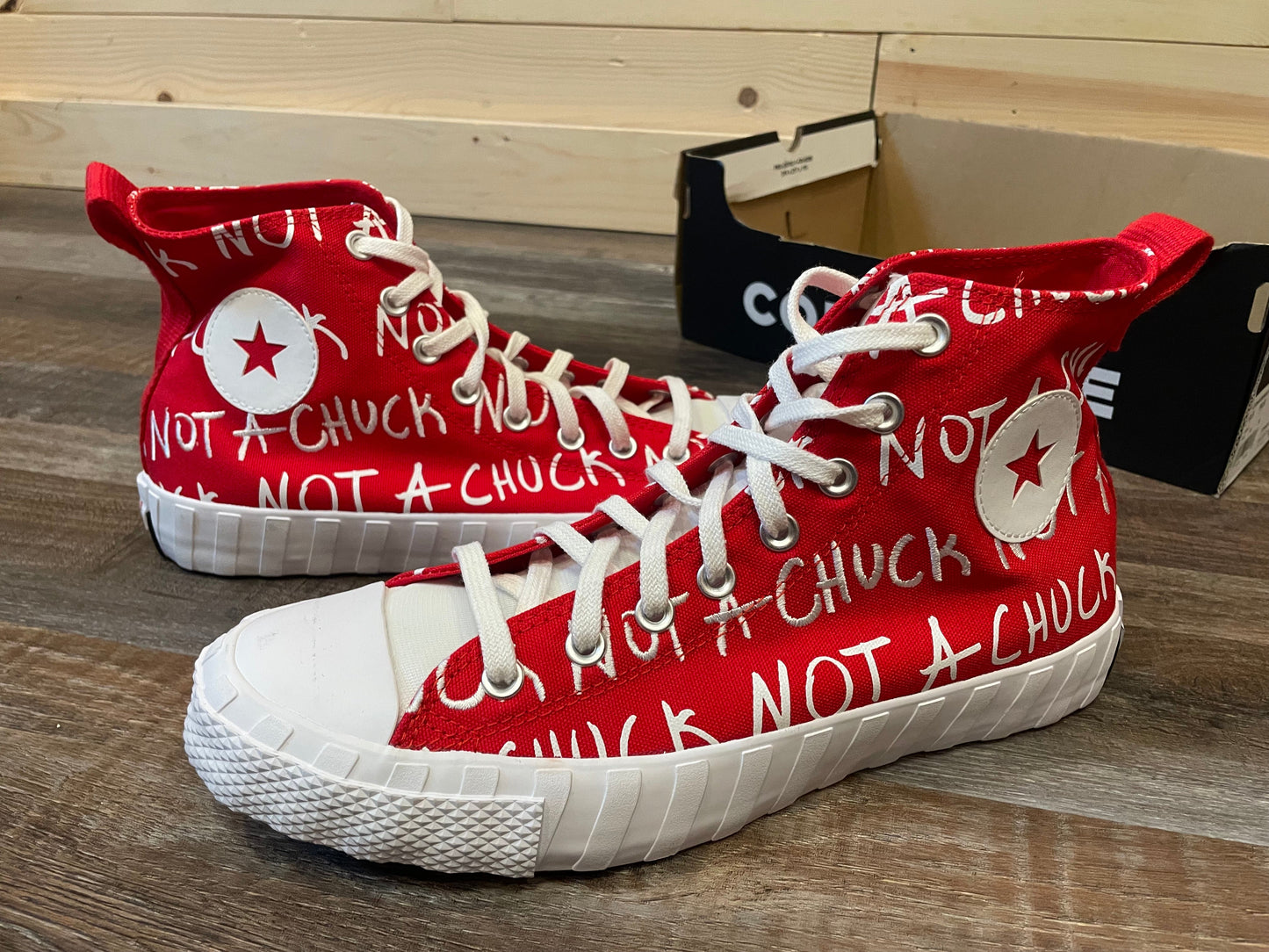 CONVERSE “Not a Chuck” High Top Red & White Shoes Mens size 8 NEW in BOX!