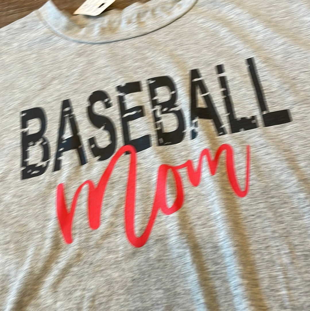 Baseball Mom Grey Short Sleeve Shirt Women’s size Large